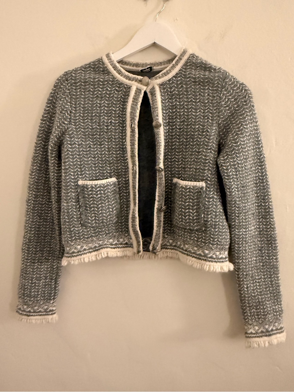 Tweed Cropped Jacket with White Trim